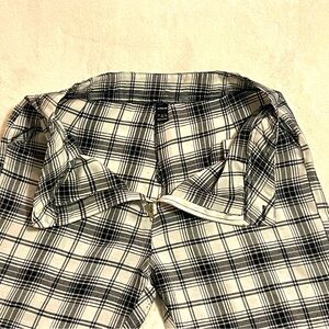 SHEIN White and Black Plaid Pants Size Large